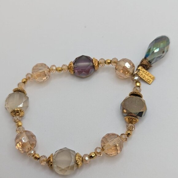 Trendy Glass Bracelet and Earrings French Romance style jewelry set - Picture 3 of 5